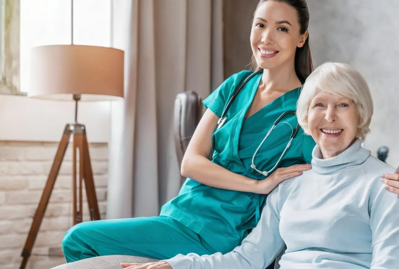 Care professional providing services at home