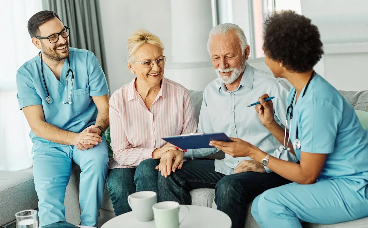 Healthcare professionals collaborating in a clinical facility