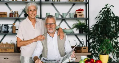 Elderly couple in Los Altos enjoying a morning in peace