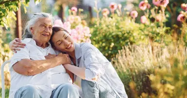 Senior receiving home care services in Albany California
